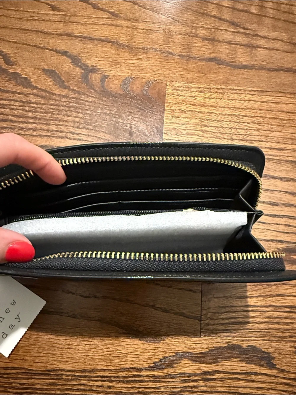 a new day Black Croc-Embossed Zip-Around Wallet